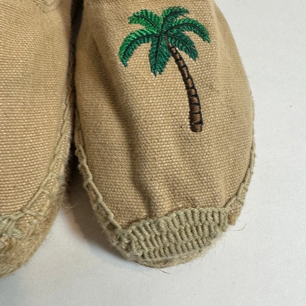 Soludos Espadrille Slip On Palm Tree Embroidered Shoes‎ Womens Size 7.5